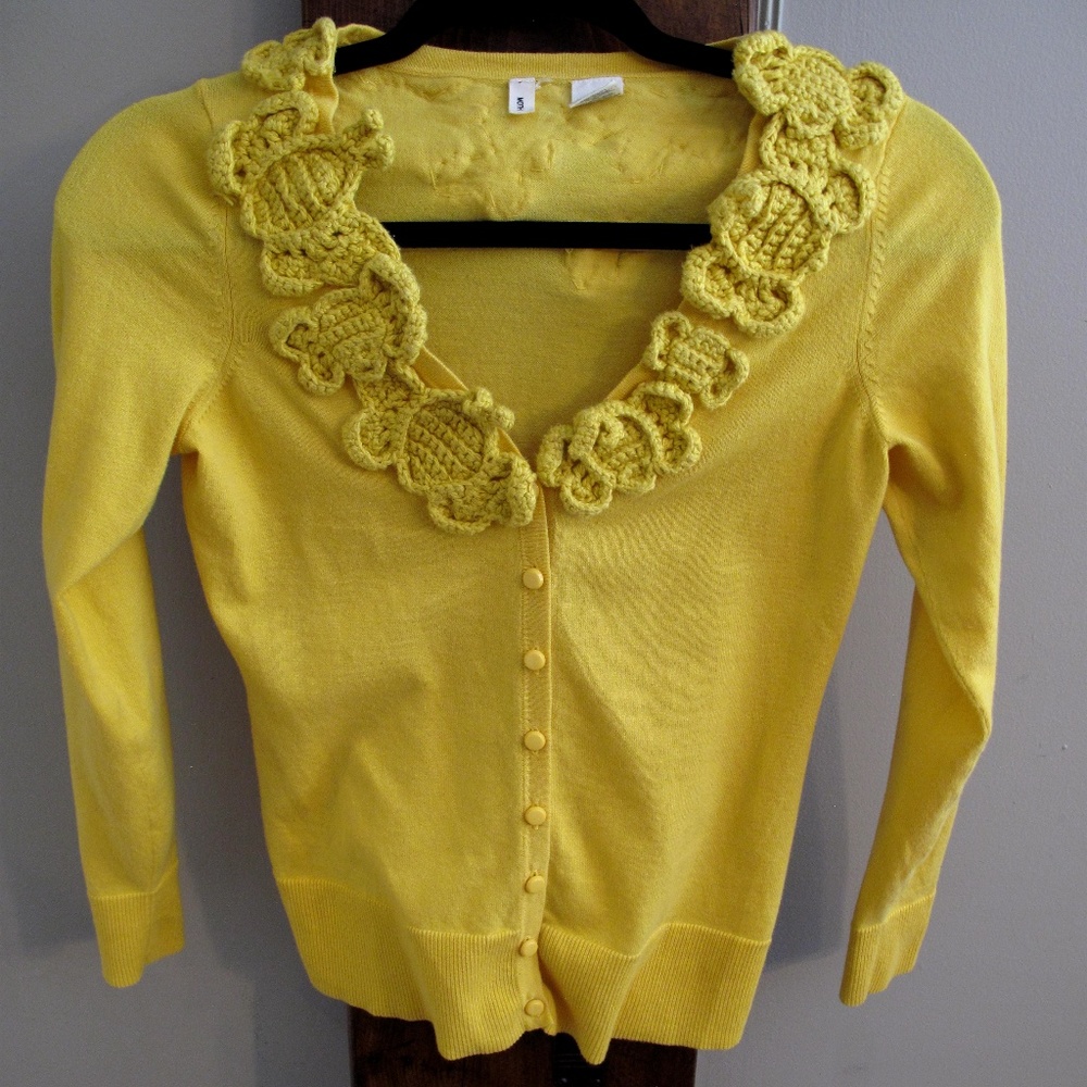 MOTH ANTHROPOLOGIE Abuzz Yellow Bee Cardigan XS